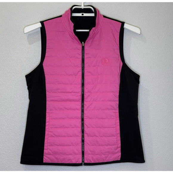 Lauren Ralph Lauren Pink Collection Reversible Vest Women's Large Pink Black NEW - Picture 2 of 14
